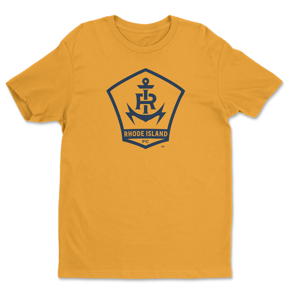 Monochrome Crest Gold Tee - Rhode Island Football Club