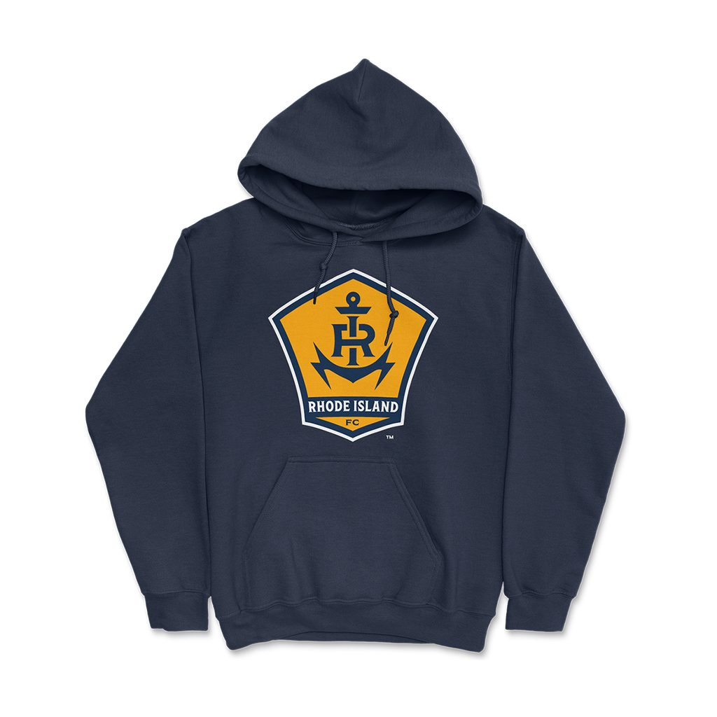 Crest Navy Youth Pullover Hoodie - Rhode Island Football Club
