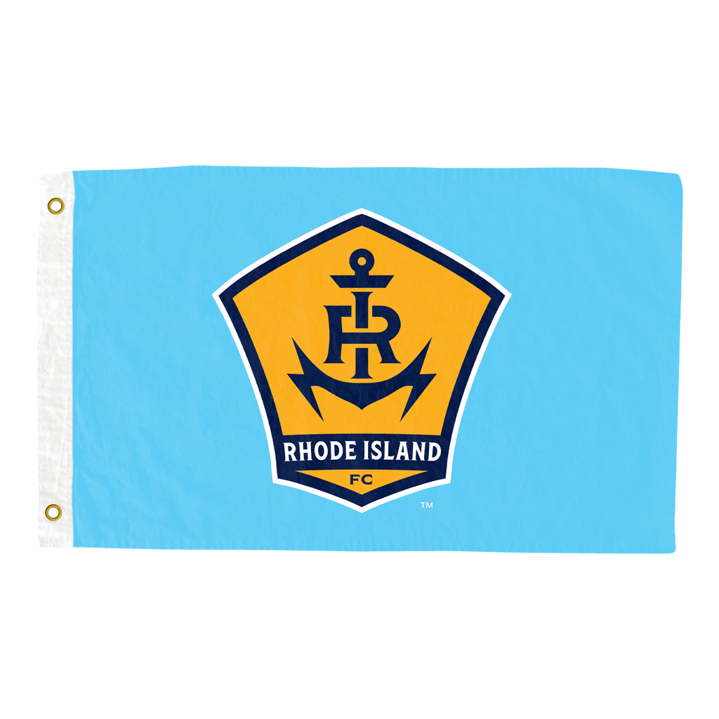 RIFC Flag with crest and light blue background